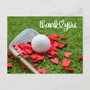 Carte Postale Merci de golf avec amour coeur rouge sur golfeur v