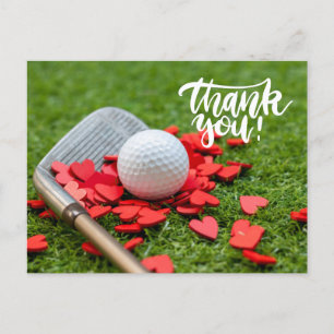 Carte Postale Merci de golf avec amour coeur rouge sur golfeur v