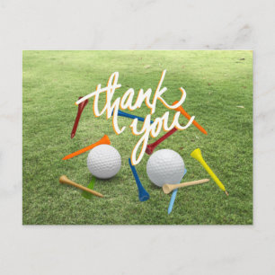 Carte Postale Merci de golf avec balle de golf et tee - shirts e