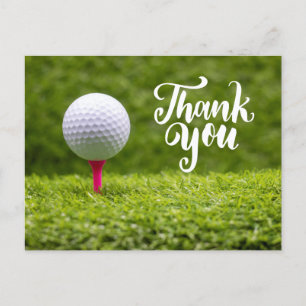 Carte Postale Merci de golf avec balle de golf sur herbe verte 