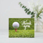Carte Postale Merci de golf avec balle de golf sur herbe verte (Debout devant)