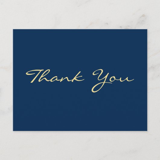 Carte Postale Merci de Graduation bleu Faux Gold Script moderne (Devant)