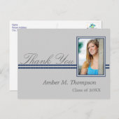 Carte Postale Merci de graduation bleu foncé et gris (Devant / Derrière)