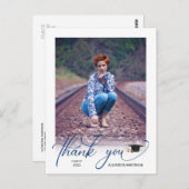 Carte Postale Merci de graduation bleu photo de script moderne (Devant / Derrière)