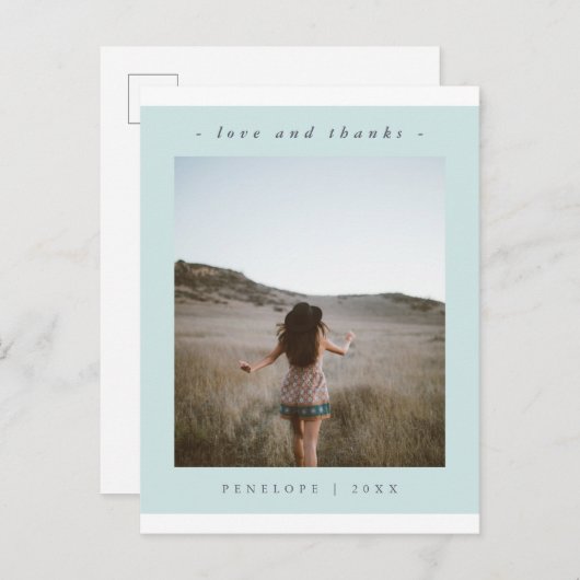 Carte Postale Merci de graduation bleu simple photo (Devant / Derrière)