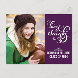 Carte postale Merci de graduation de script de fan