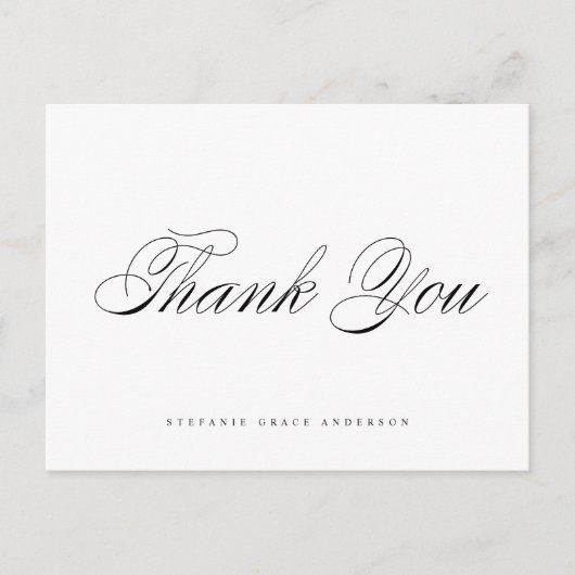 Carte Postale Merci de graduation de script élégant noir (Devant)