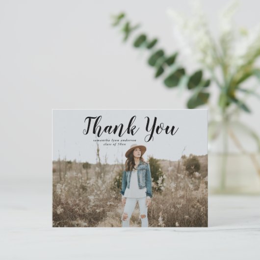 Carte postale Merci de graduation de script noir (Debout devant)