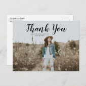 Carte postale Merci de graduation de script noir (Devant / Derrière)