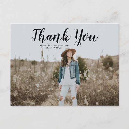 Carte postale Merci de graduation de script noir (Devant)