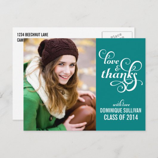 Carte postale Merci de graduation de script sophis (Devant / Derrière)