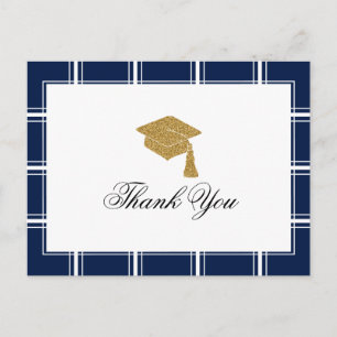 Carte Postale Merci de graduation moderne Blue Strip