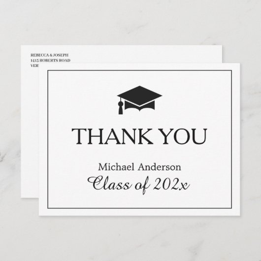 Carte Postale Merci de graduation noir blanc classique simple (Devant / Derrière)
