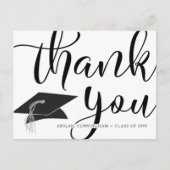 Carte Postale Merci de graduation noir et blanc chic Script (Devant)