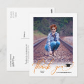 Carte Postale Merci de graduation Orange Photo Script Moderne (Devant / Derrière)