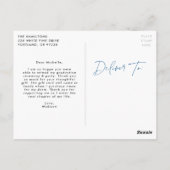 Carte Postale Merci de graduation photo de Script bleu moderne (Dos)