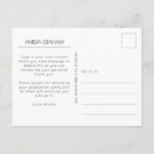 Carte Postale Merci de graduation photo de script moderne (Dos)