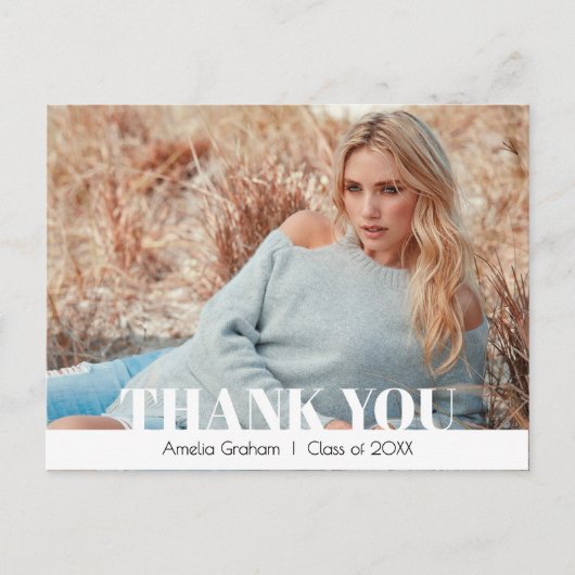Carte Postale Merci de graduation photo de script moderne (Devant)