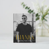 Carte Postale Merci de graduation photo jaune moderne (Debout devant)