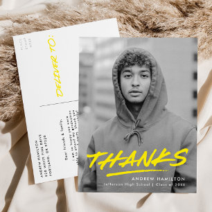 Carte Postale Merci de graduation photo moderne en pointes jaune