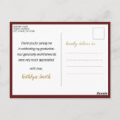 Carte Postale Merci de graduation photo moderne Red Gold Script (Dos)