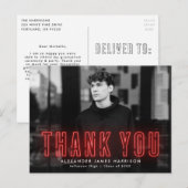 Carte Postale Merci de graduation photo moderne Red Neon (Devant / Derrière)