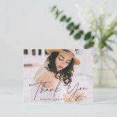 Carte Postale Merci de graduation photo moderne violet Script (Debout devant)