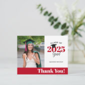 Carte Postale Merci de graduation photo rouge et blanc moderne (Debout devant)