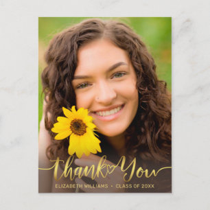 Carte Postale Merci de graduation photo tournesol rustique