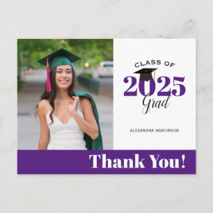 Carte Postale Merci de graduation photo violet moderne
