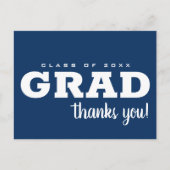 Carte Postale Merci de graduation simple bleu et blanc (Devant)