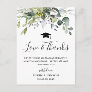 Carte Postale Merci de graduation simple et élégant d'Eucalyptus