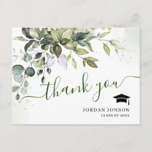 Carte Postale Merci de graduation simple et élégant d'Eucalyptus
