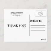 Carte Postale Merci de la fête d'anniversaire de l'enfant (Dos)