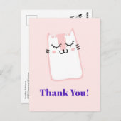 Carte Postale Merci de la partie de chat rose couchant (Devant / Derrière)