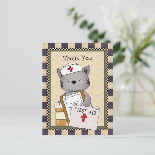 Carte postale Merci de l'infirmière de chat (Debout devant)