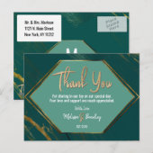 Carte Postale Merci de marbre géométrique Emerald Green Gold (Devant / Derrière)