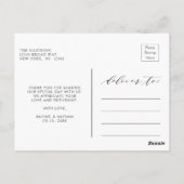 Carte Postale Merci de Mariage à cadre or à fleurs blanches (Dos)