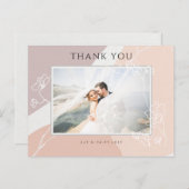 Carte Postale Merci de Mariage botanique moderne de brindilles (Devant / Derrière)