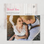 Carte Postale Merci de Mariage campagnard de bois rustique (Devant / Derrière)