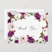 Carte Postale Merci de Mariage de couleur violet rose (Devant / Derrière)