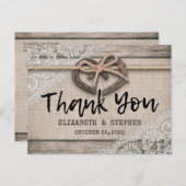 Carte Postale Merci de Mariage de dentelle Burlap (Devant / Derrière)