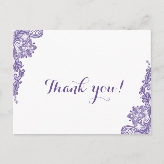 Carte Postale Merci de Mariage de dentelle ultra violette modern (Devant)