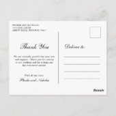 Carte Postale Merci de Mariage de Monogramme noir et blanc (Dos)