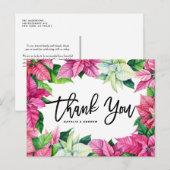 Carte Postale Merci de Mariage de Noël rose Poinsettia (Devant / Derrière)