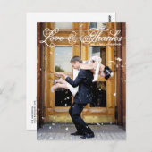 Carte Postale Merci de Mariage de photo à un joli script blanc (Devant / Derrière)