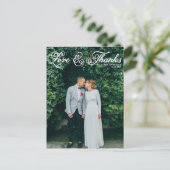 Carte Postale Merci de Mariage de photo à un joli script blanc (Debout devant)