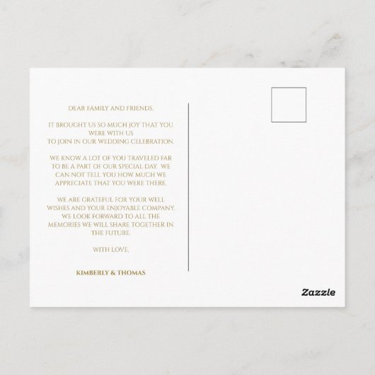 Carte Postale Merci de Mariage de script simple (Dos)