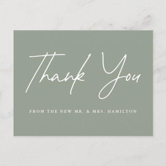 Carte Postale Merci de Mariage décontracté Sage Vert (Devant)
