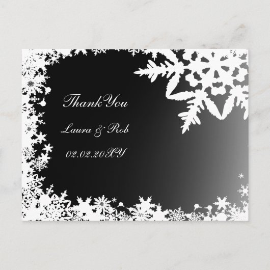 Carte Postale Merci de mariage d'hiver noir (Devant)